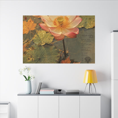 Autumn Lotus Flower Herbarium Canvas Art | Rustic Decor