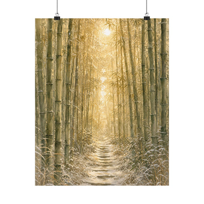 Japandi Bamboo Grove in Golden Hour | Watercolor Wall Art Print