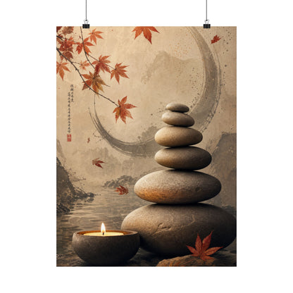 Ma River Stones Wall Art Print - Japandi Japanese Pattern