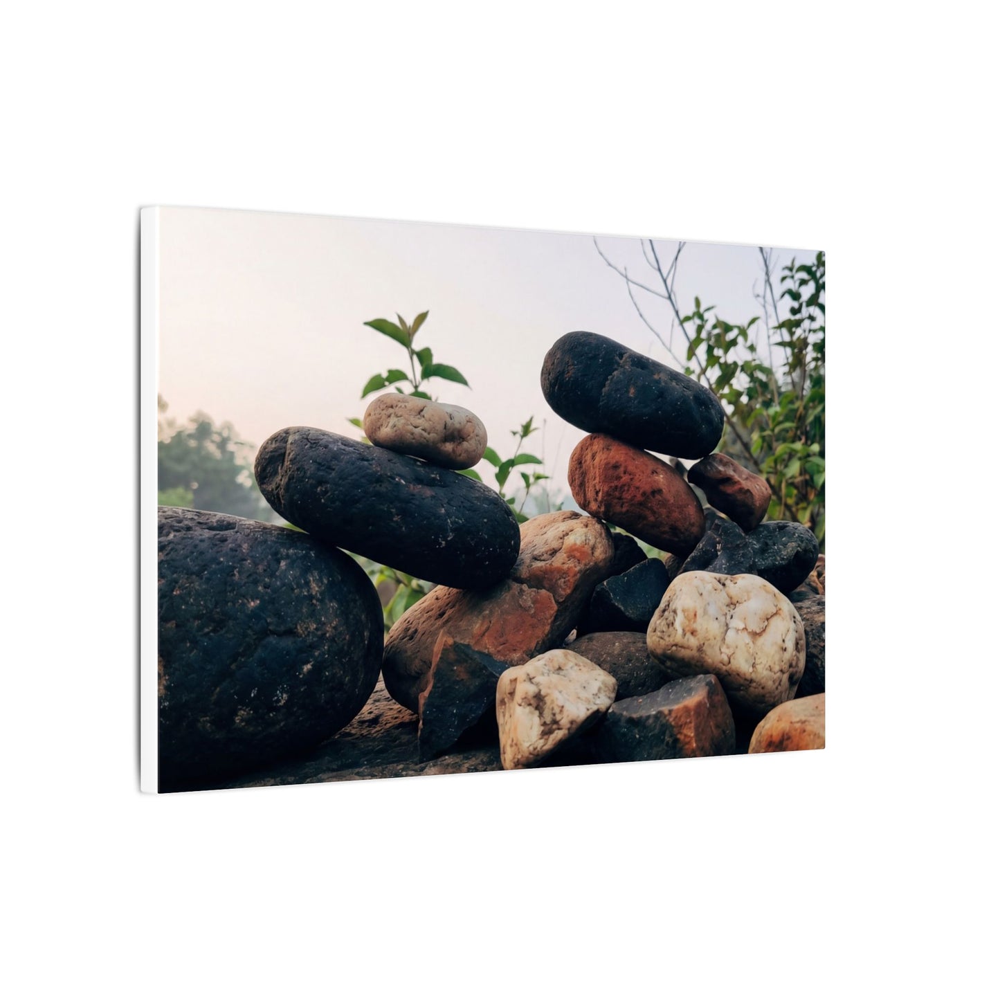 River Stones Canvas Art | Spring Kintsugi Broken Beauty Art