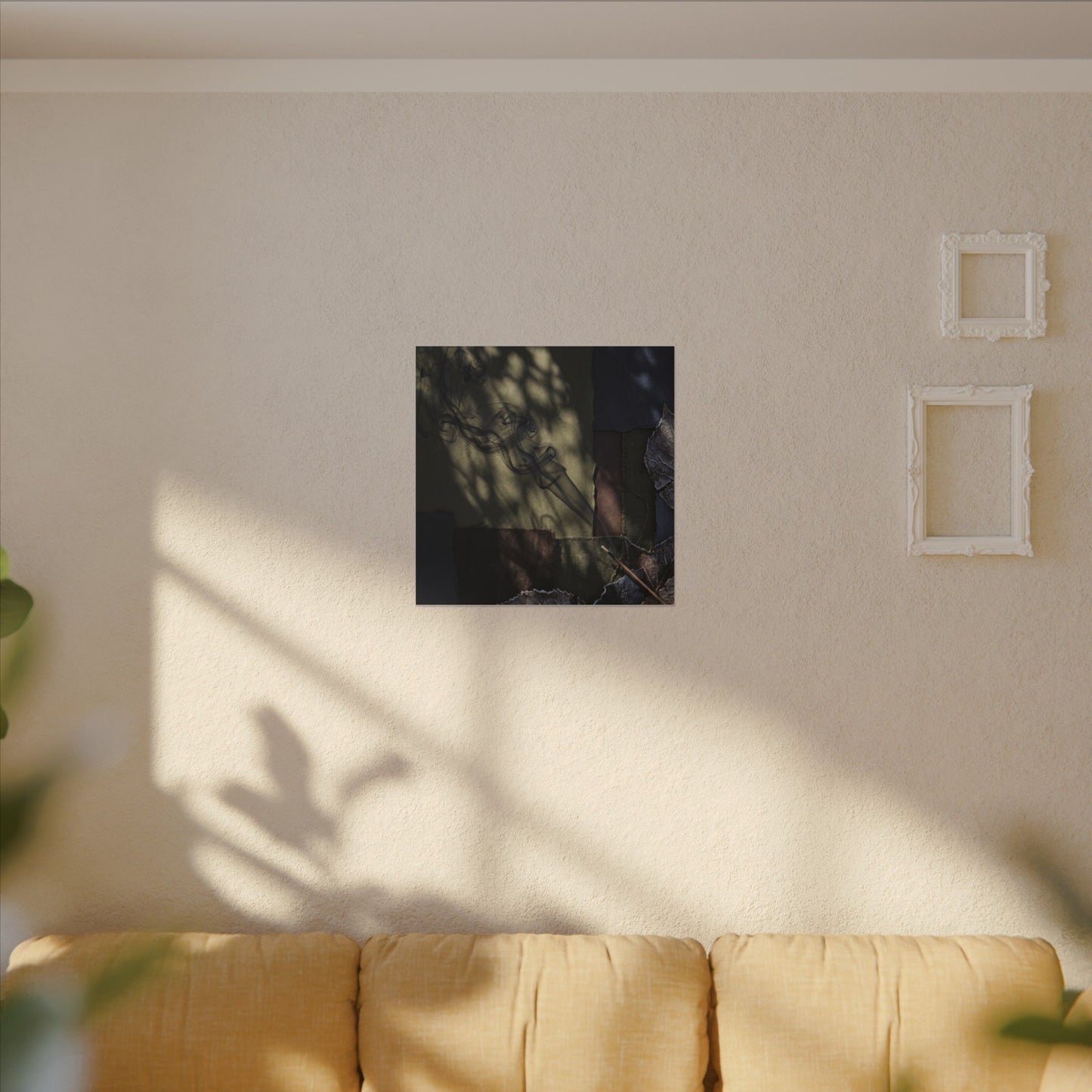 Ma Incense Smoke Canvas Art - Dark Japandi Dark Texture