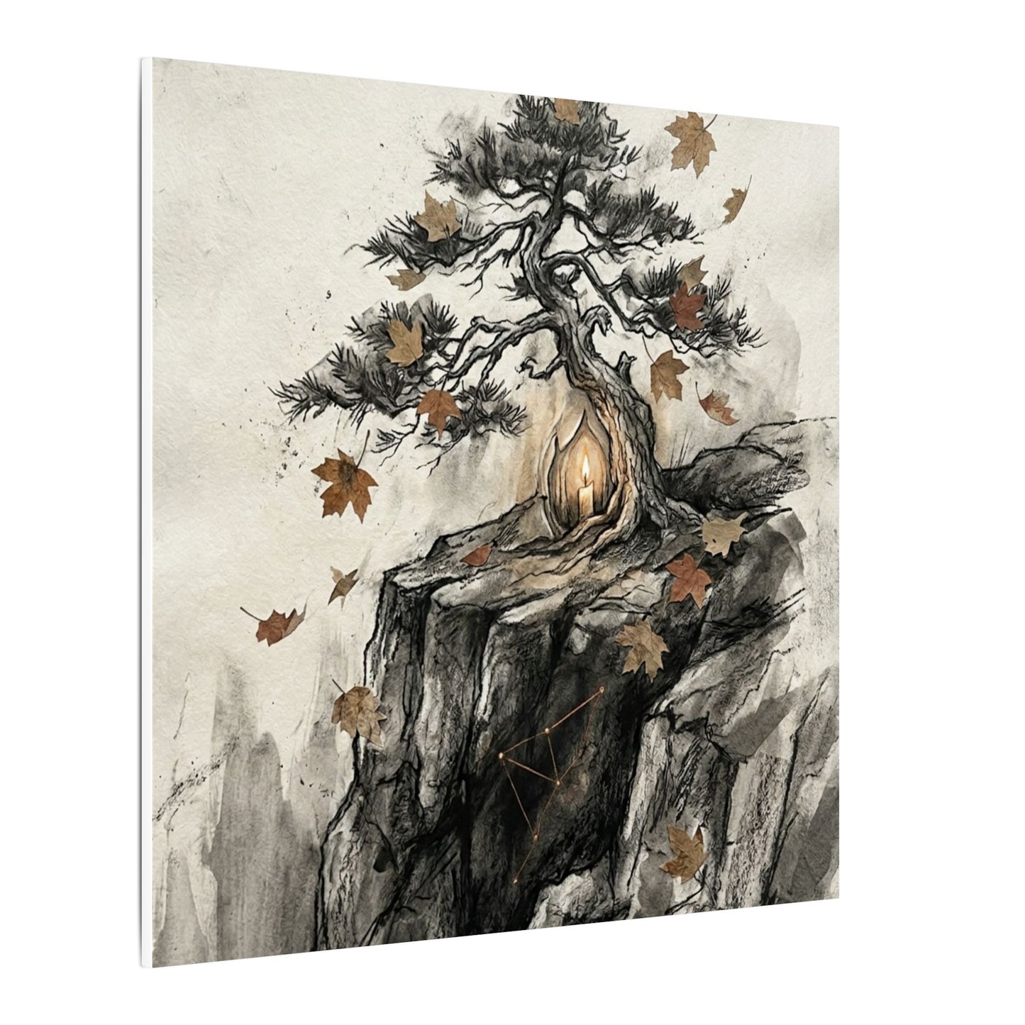 Pine Tree Autumn Canvas Art | Japandi Earthy Design