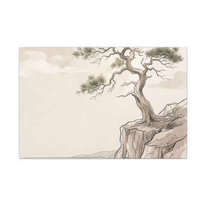 Japandi Pine Tree in Dappled | Minimal Line Canvas Art