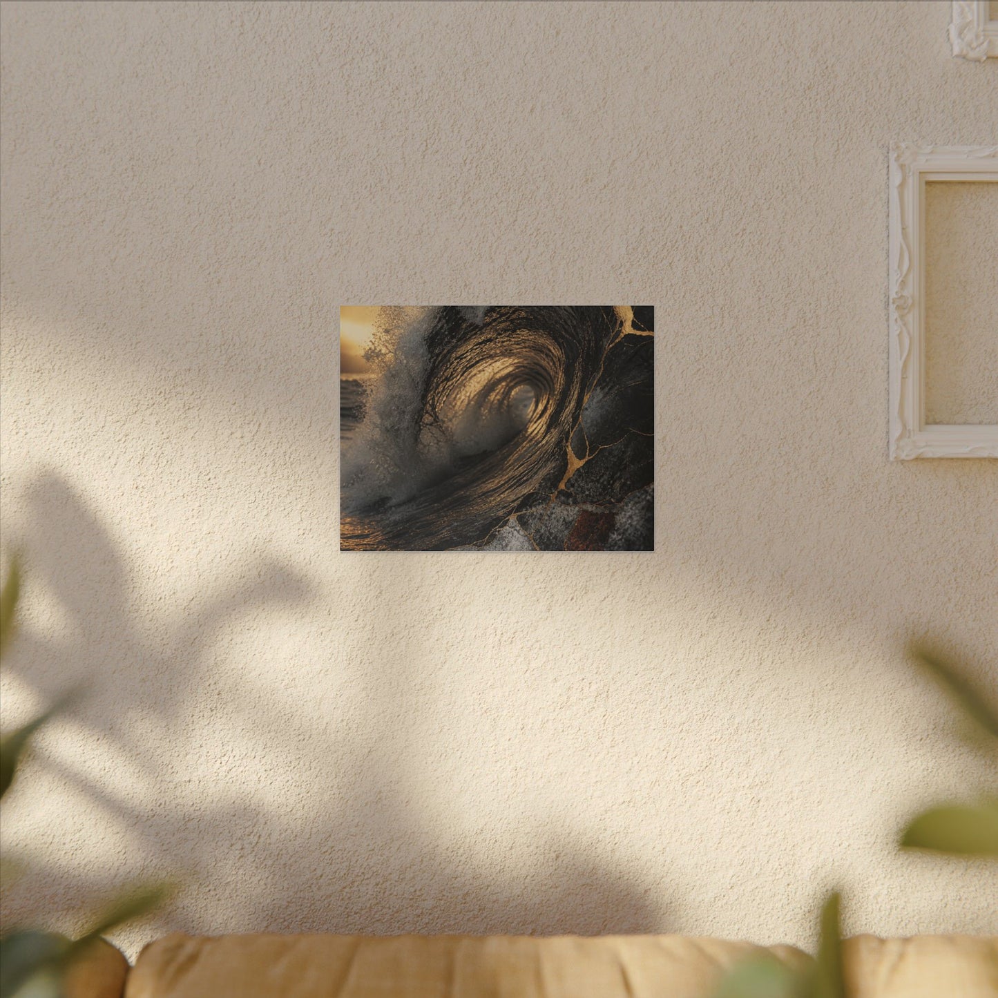 Kanso Ocean Wave Canvas Art - Kintsugi Gold Vein