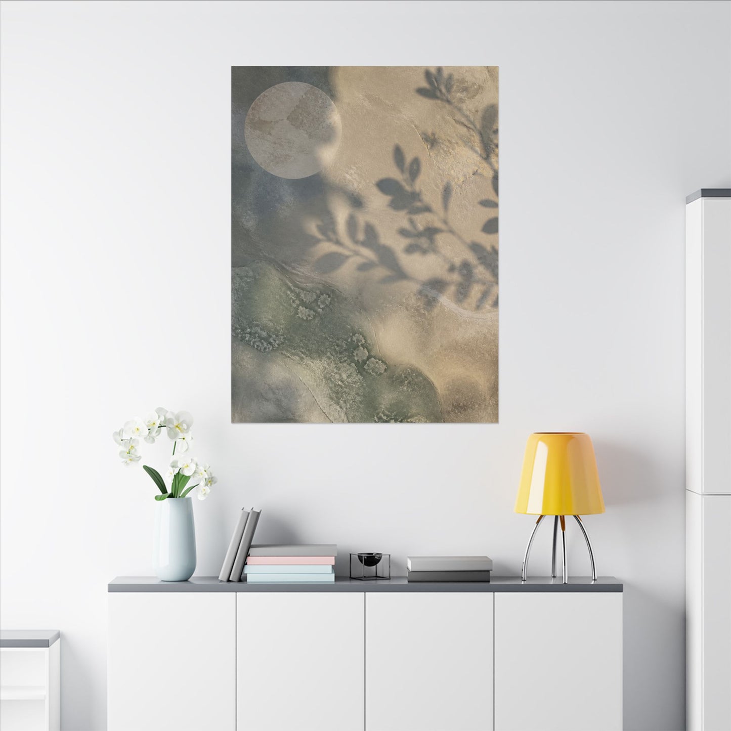 Japandi Shadow Play in Moonlight | Texture Canvas Art