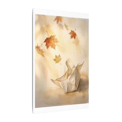 Japandi Paper Fold in Golden Hour | Watercolor Canvas Art
