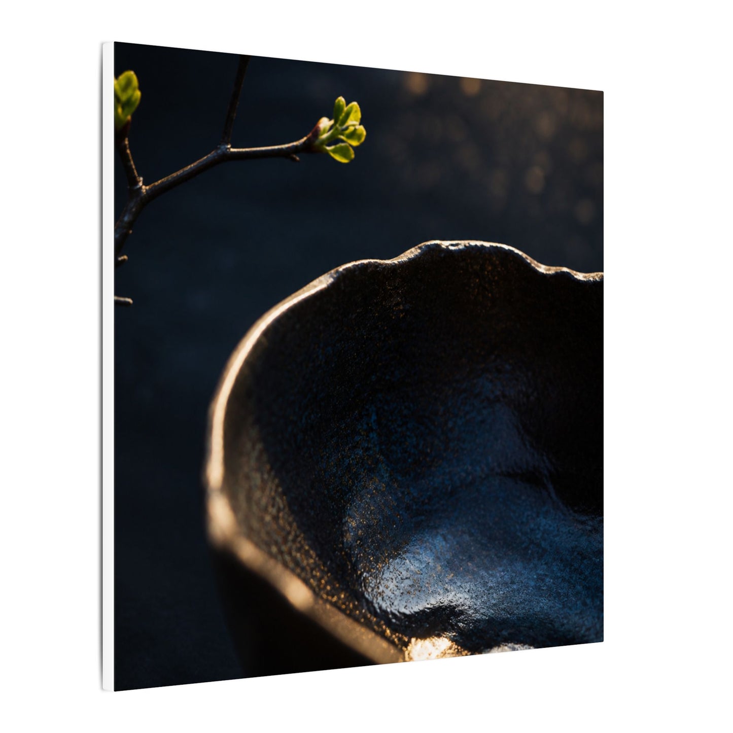 Ma Ceramic Bowl Canvas Art - Dark Japandi Shadow Zen