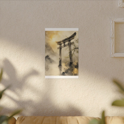 Spring Torii Gate Sumi E Canvas Art | Tranquil Decor