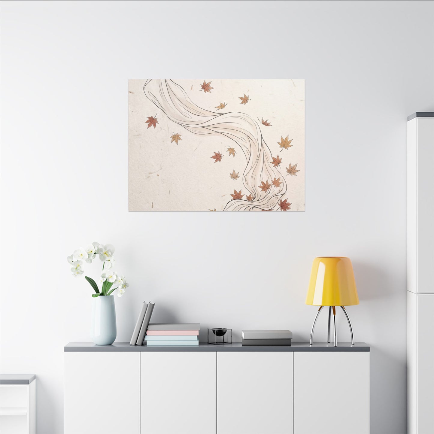 Japandi Silk Drape in Dawn | Minimal Line Canvas Art