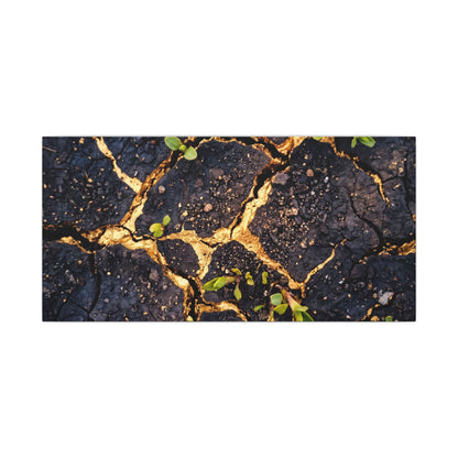 Spring Cracked Earth Crackle Gold Canvas Art | Healing Decor