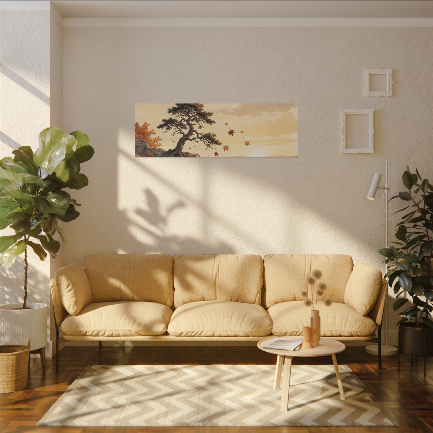 Pine Tree Autumn Canvas Art | Japandi Warm Design