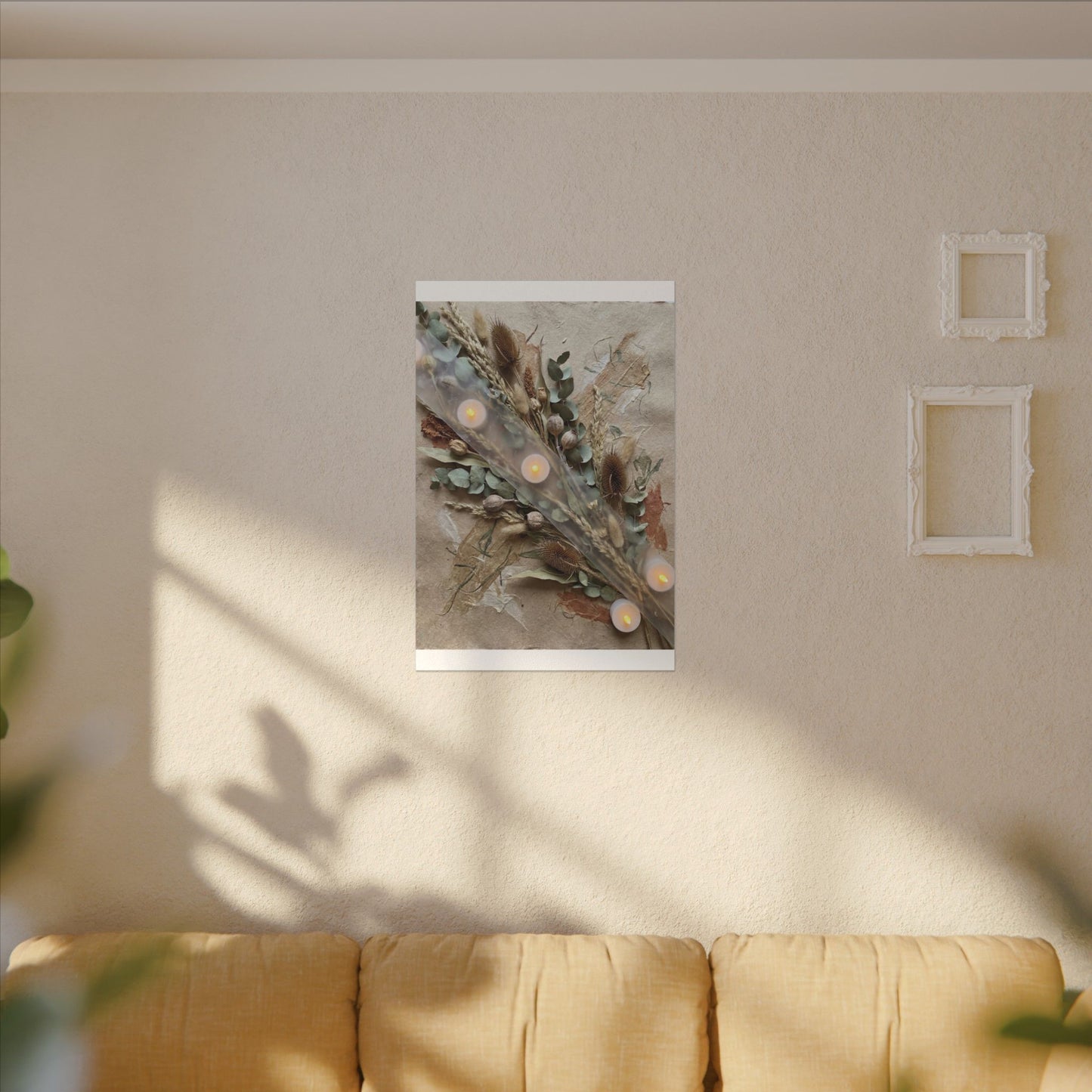 Candlelight Dried Flowers Canvas Art - Japandi Kanso