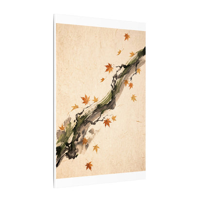Ink Brushstroke Autumn Canvas Art | Zen Calm Design