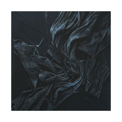 Dark Japandi Silk Drape in Moonlight | Moody Minimal Canvas Art