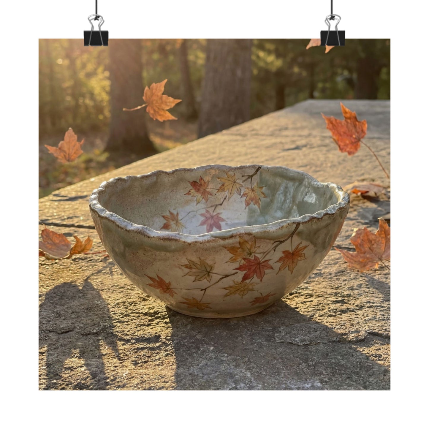 Warm Ceramic Bowl Wall Art Print - Japanese Pattern Japandi Art Print