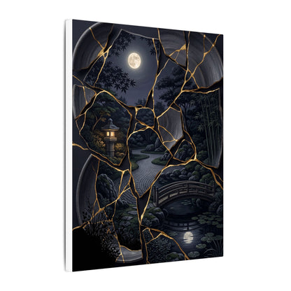 Kintsugi Moonlit Garden in Golden Hour | Gold Repair Canvas Art
