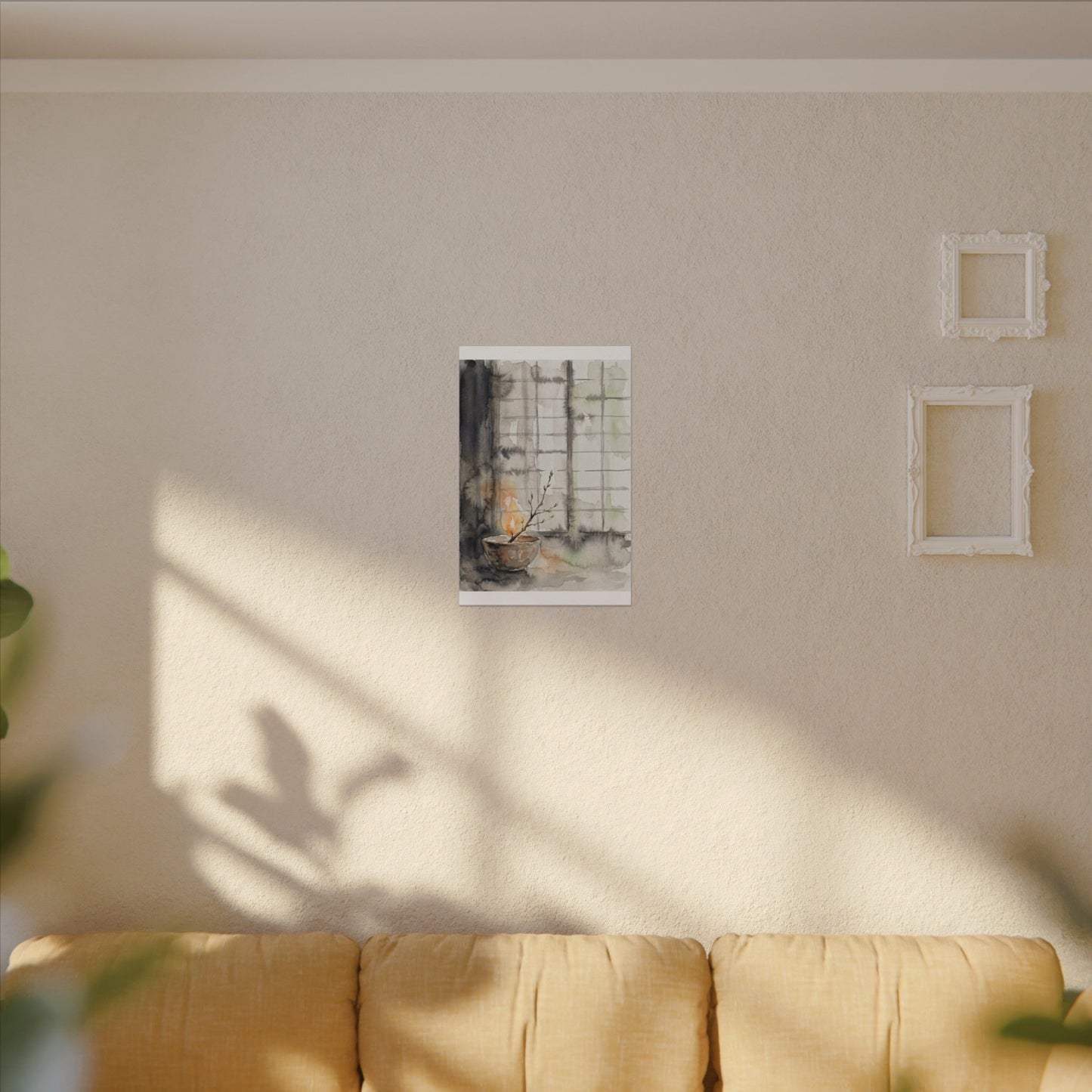 Shoji Screen Canvas Art | Spring Japandi Watercolor Art