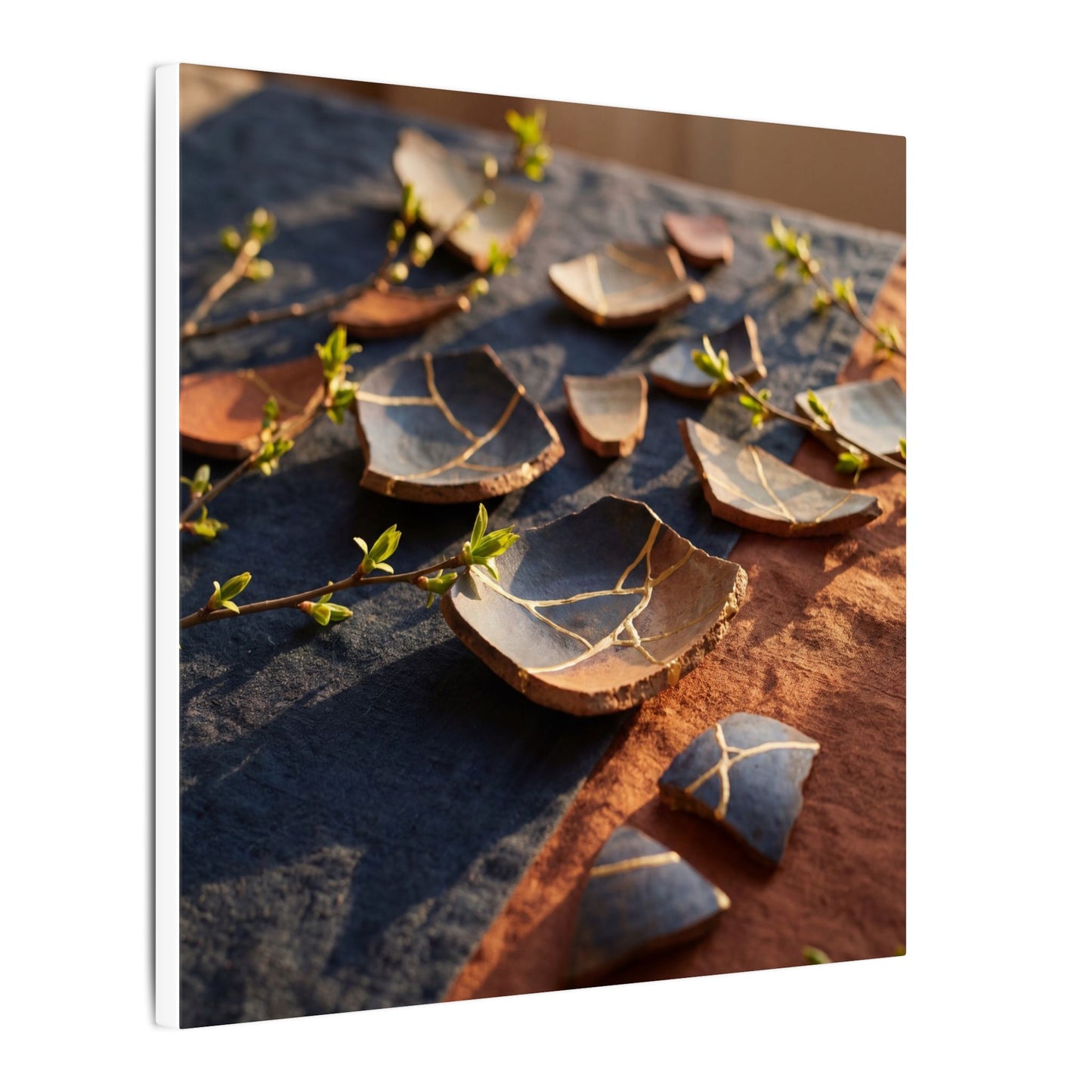 Spring Broken Pottery Gold Vein Canvas Art | Philosophical Decor