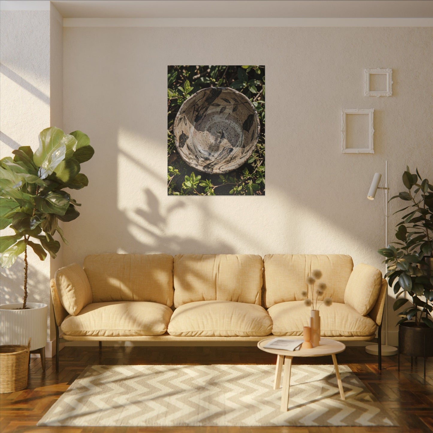 Elegant Ceramic Bowl Canvas Art - Japanese Pattern Japandi