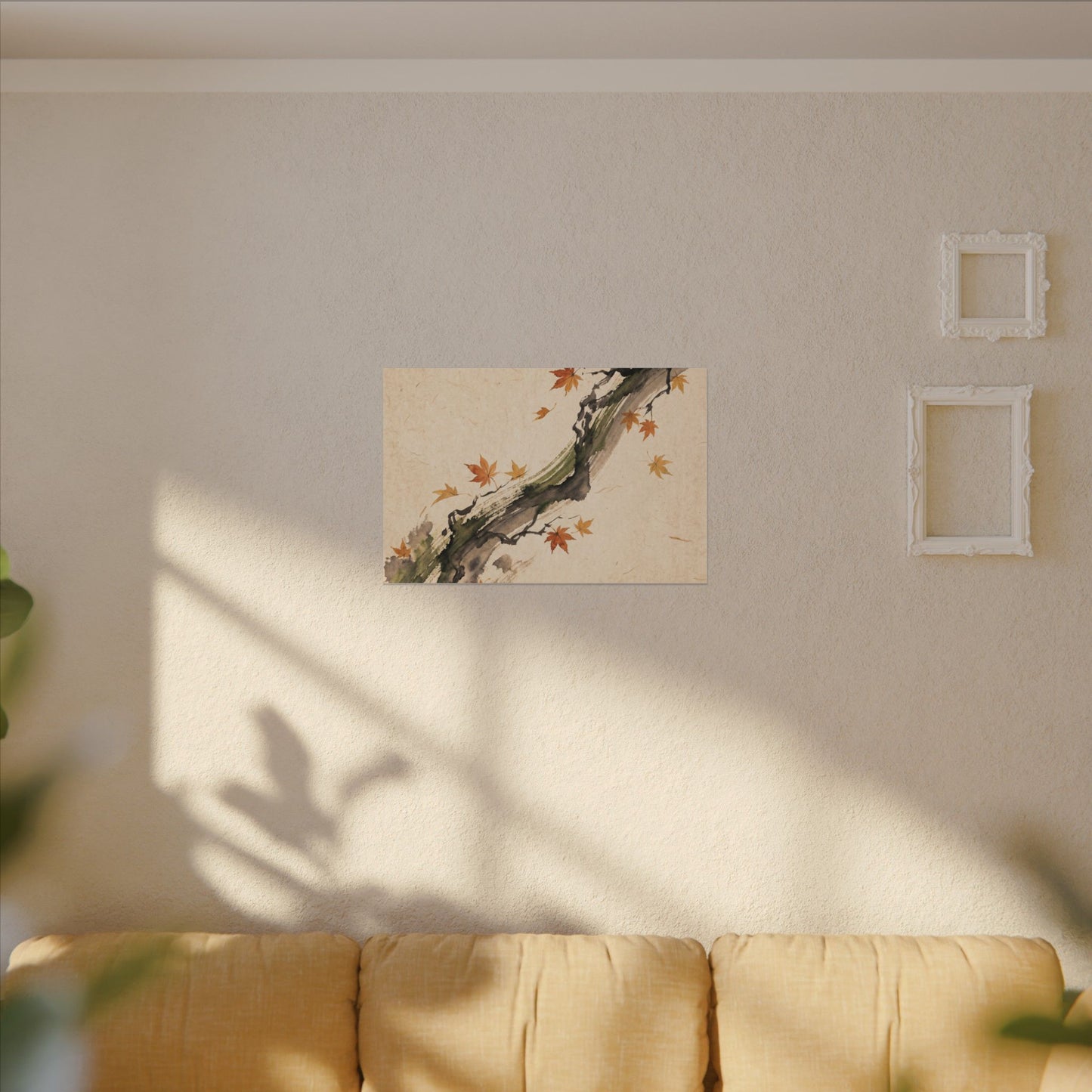 Ink Brushstroke Autumn Canvas Art | Zen Calm Design
