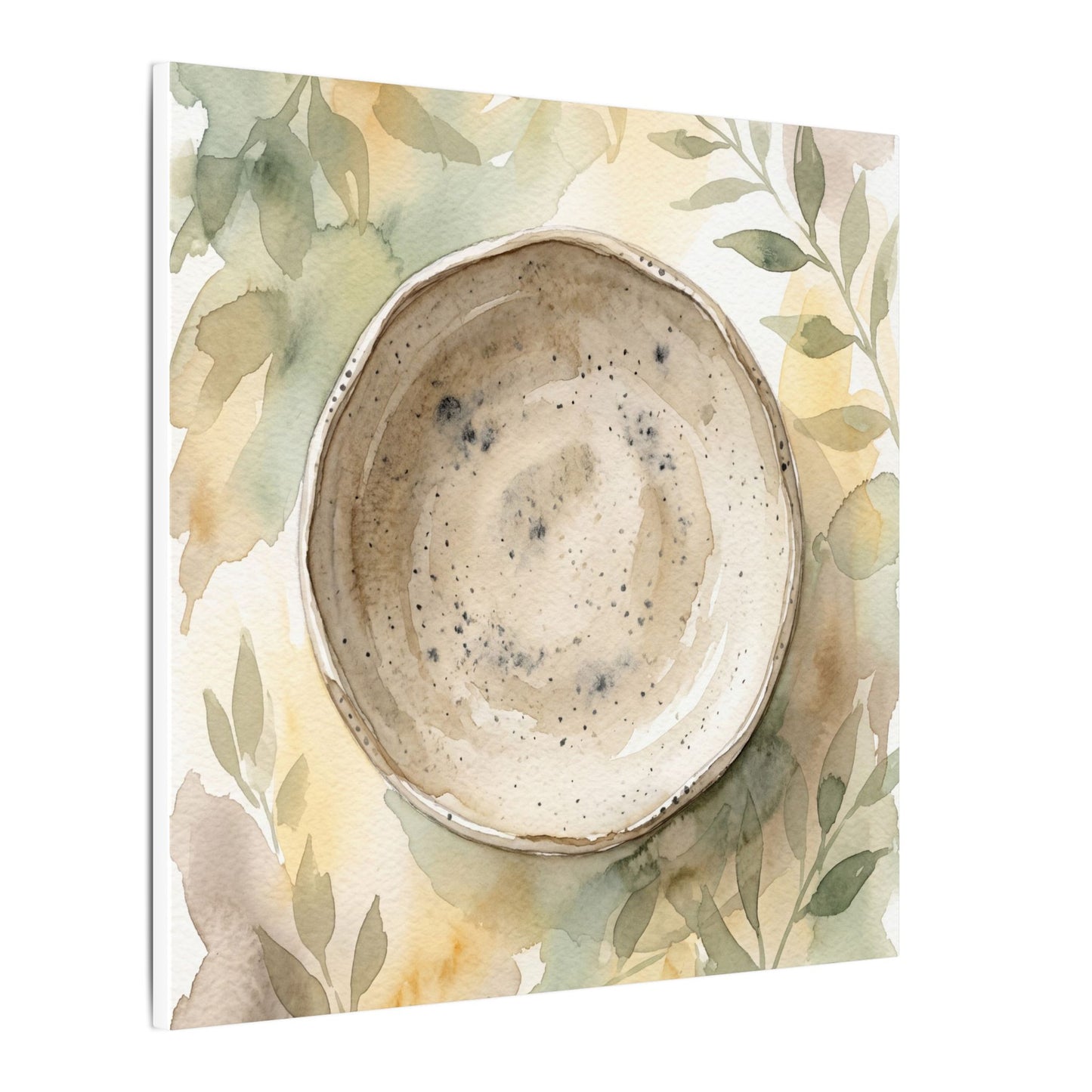 Ceramic Bowl Watercolor Canvas Art | Warm Japandi Art