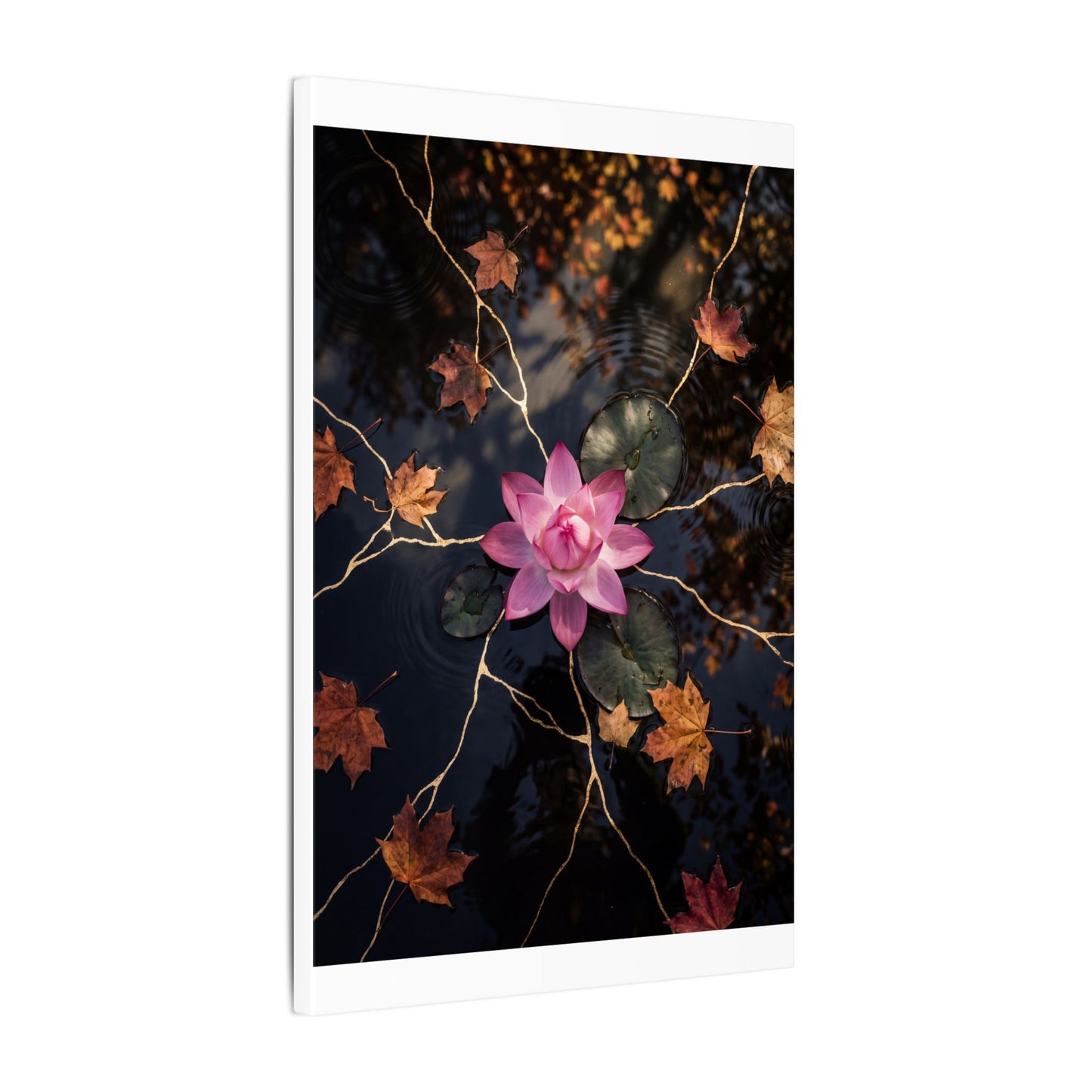 Ma Lotus Flower Canvas Art - Kintsugi Gold Vein
