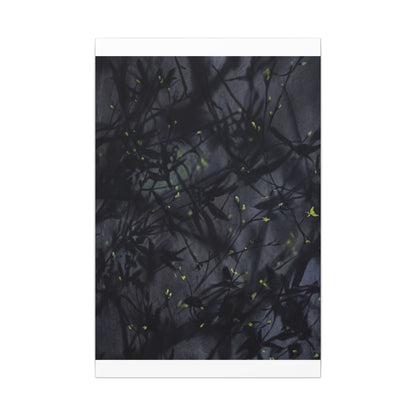 Shadow Play Spring Canvas Art | Dark Japandi Atmospheric Design