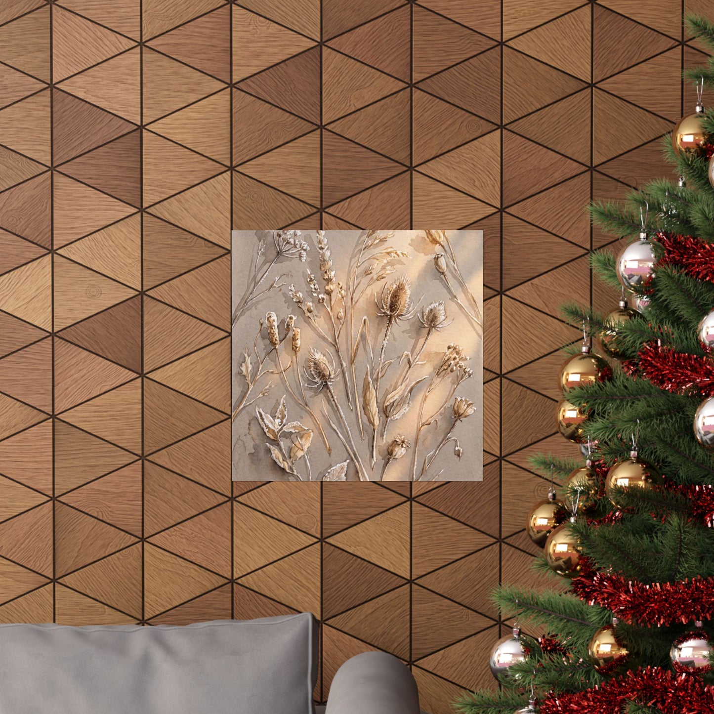 Dried Flowers Winter Wall Art Print | Japandi Earthy Design