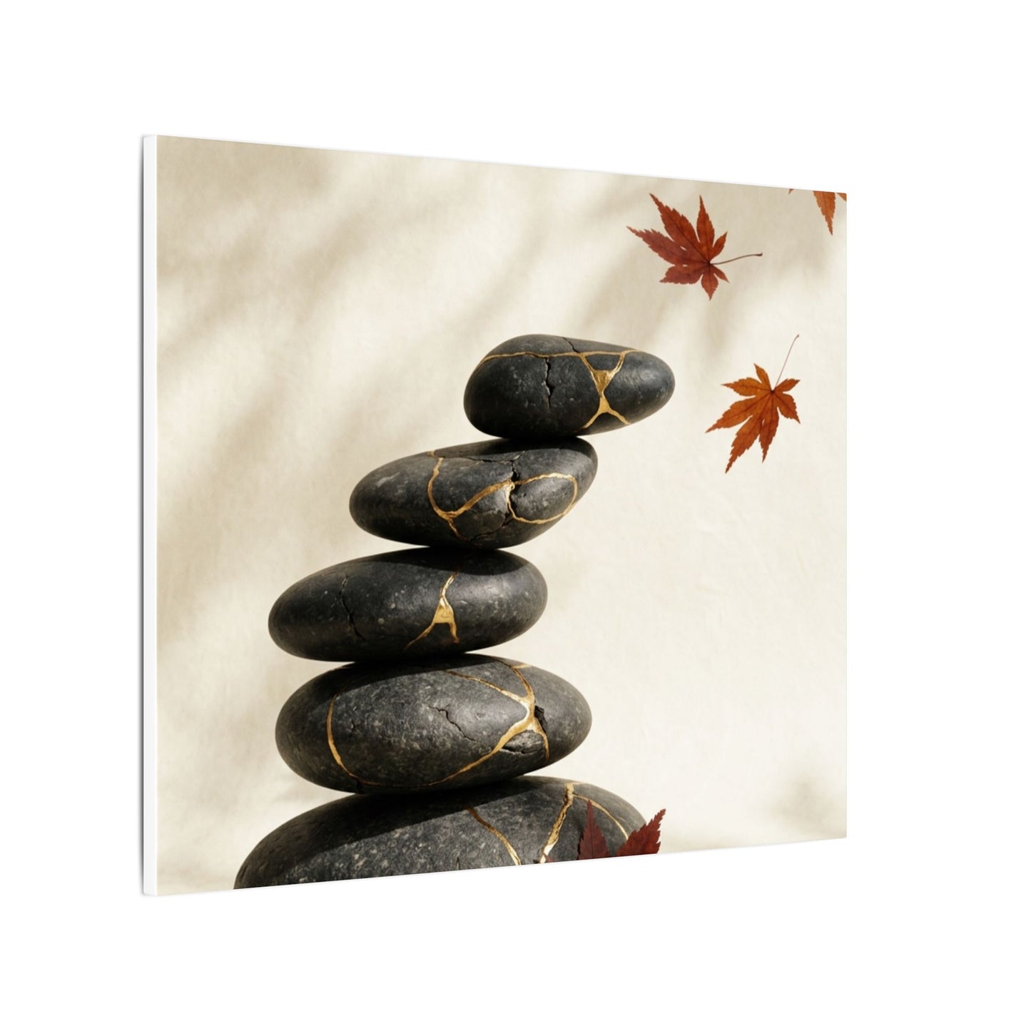 Kintsugi River Stones in Dappled | Crackle Gold Canvas Art