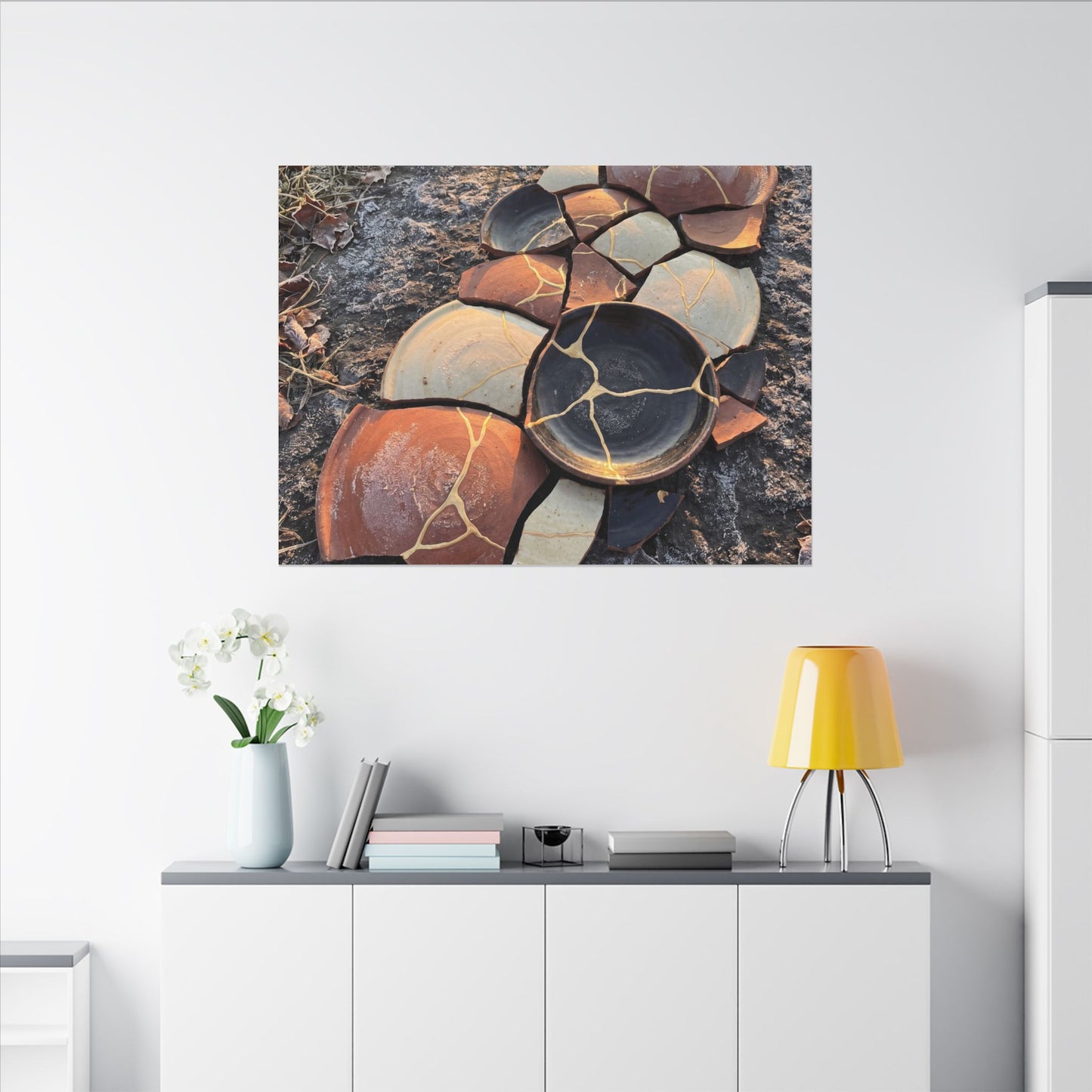 Winter Broken Pottery Gold Vein Canvas Art | Beautiful Decor