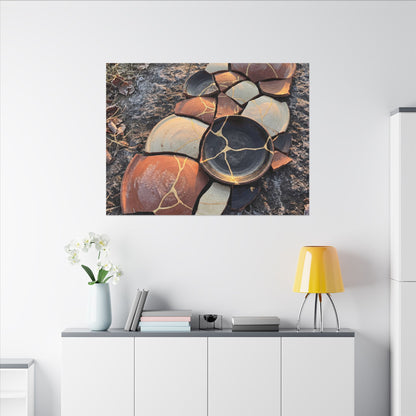 Winter Broken Pottery Gold Vein Canvas Art | Beautiful Decor