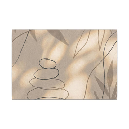 River Stones Minimal Line Canvas Art | Earthy Japandi Art
