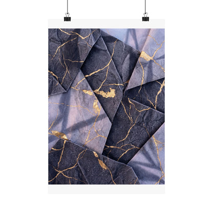 Artful Paper Fold Wall Art Print - Gold Vein Kintsugi Art Print