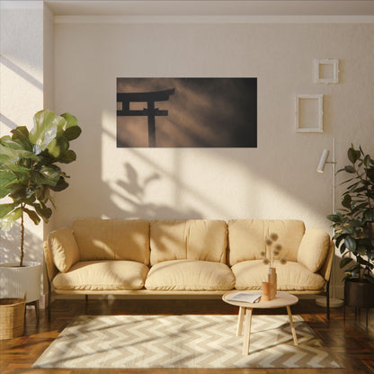Torii Gate Shadow Zen Canvas Art | Bold Dark Japandi Art