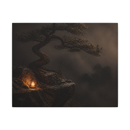 Pine Tree Shadow Zen Canvas Art | Luxurious Dark Japandi Art