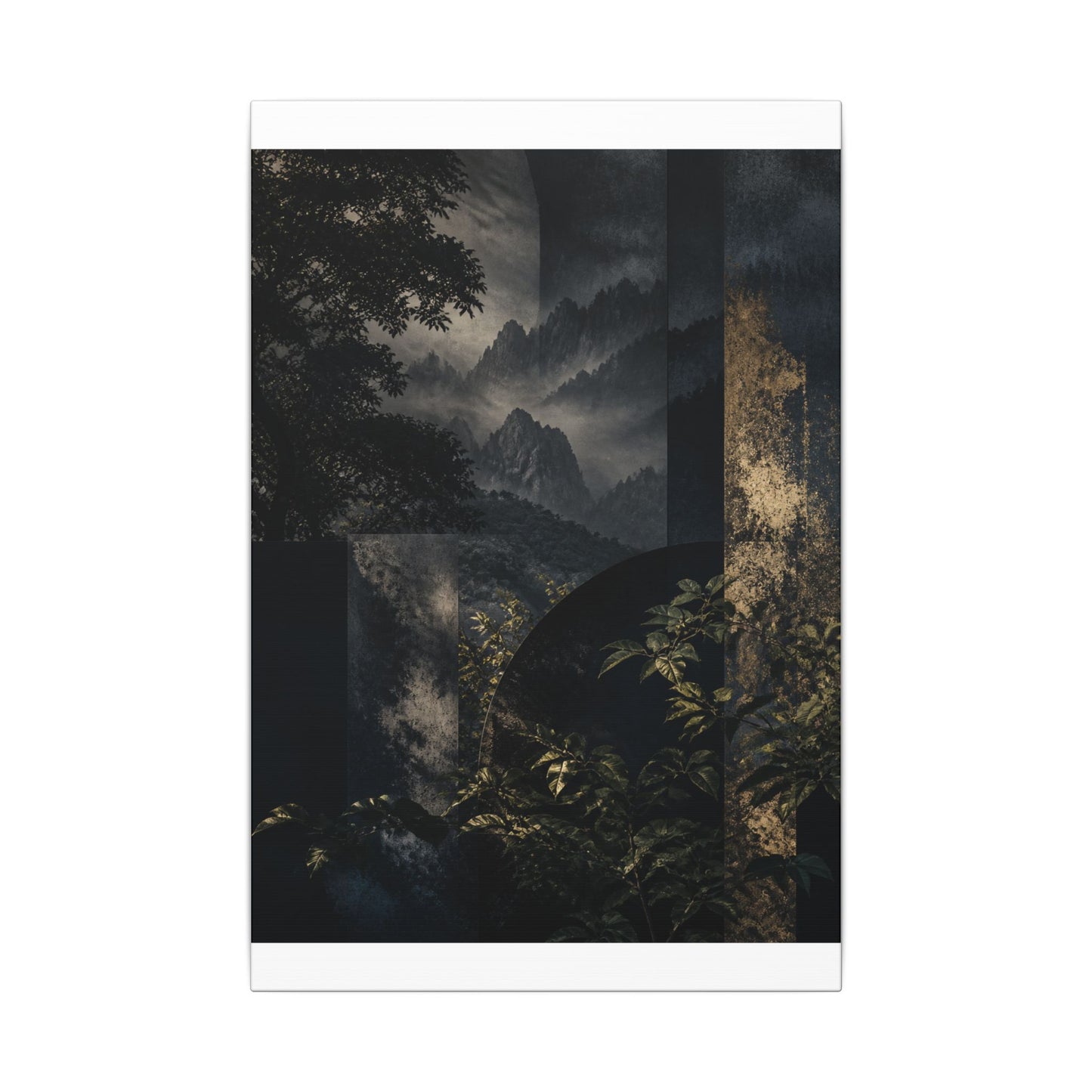 Mountain Mist Summer Canvas Art | Dark Japandi Atmospheric Design