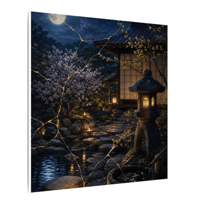Seijaku Moonlit Garden Canvas Art - Kintsugi Gold Vein