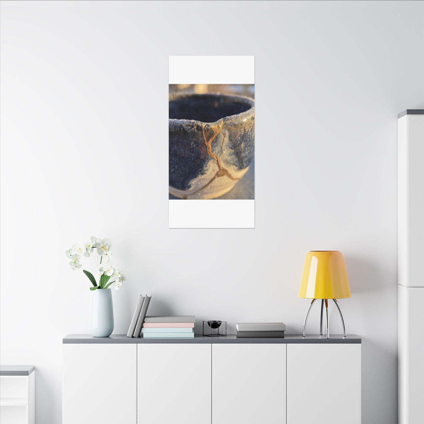 Winter Ceramic Bowl Gold Vein Canvas Art | Healing Decor