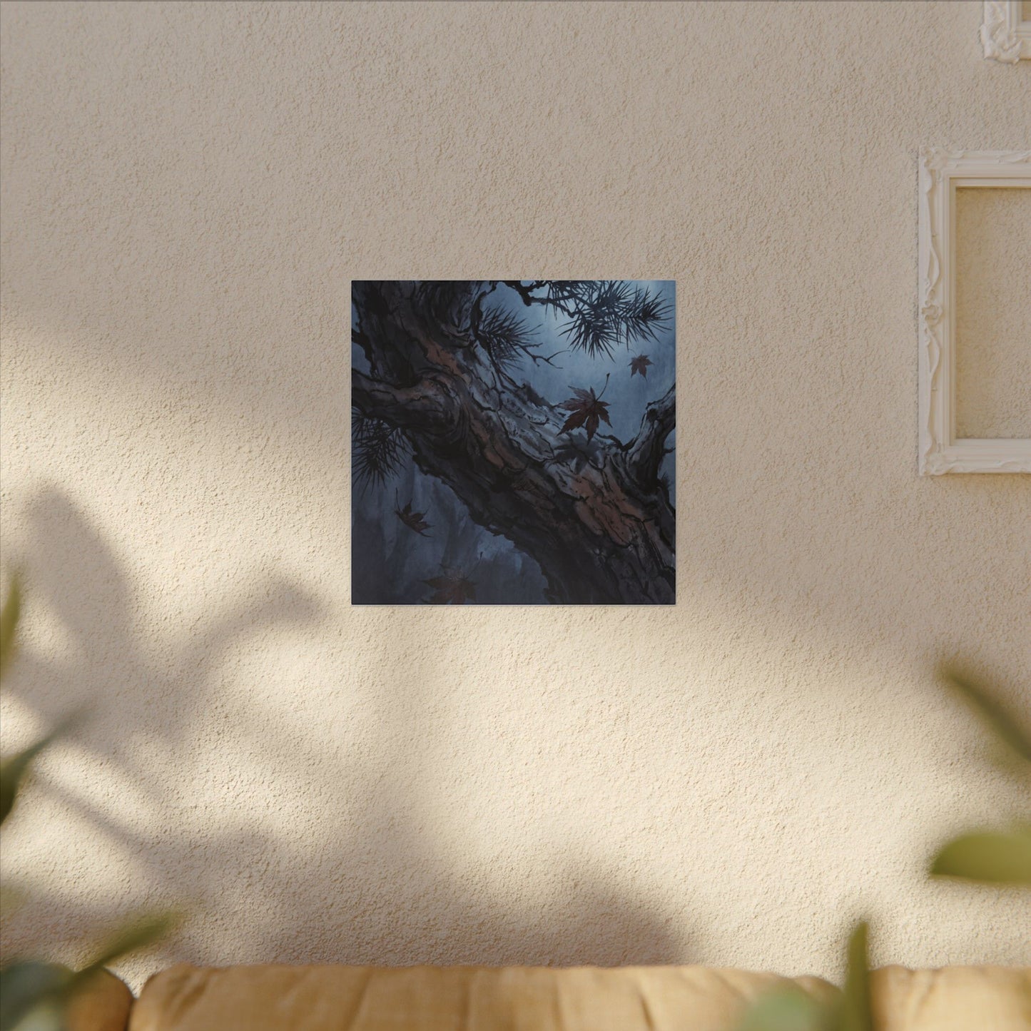Atmospheric Pine Tree Canvas Art - Shadow Zen Dark Japandi