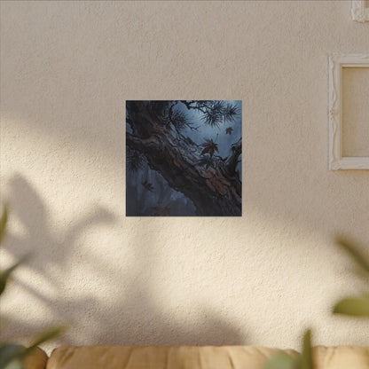 Atmospheric Pine Tree Canvas Art - Shadow Zen Dark Japandi