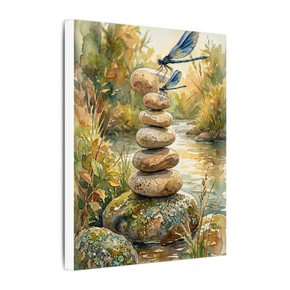 River Stones Summer Canvas Art | Japandi Cozy Design