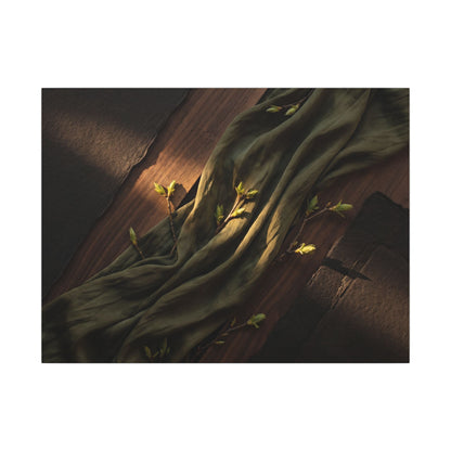 Silk Drape Canvas Art | Spring Dark Japandi Dark Texture Art Art Print