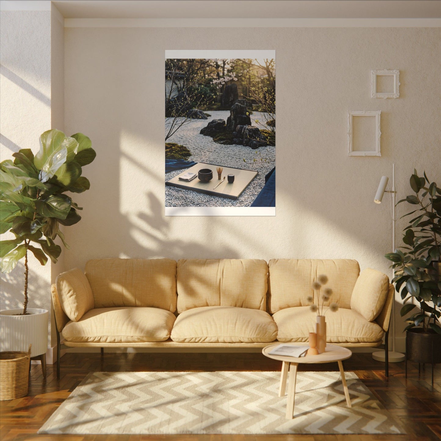 Zen Tea Ceremony in Golden Hour | Karesansui Canvas Art
