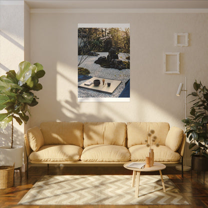 Zen Tea Ceremony in Golden Hour | Karesansui Canvas Art