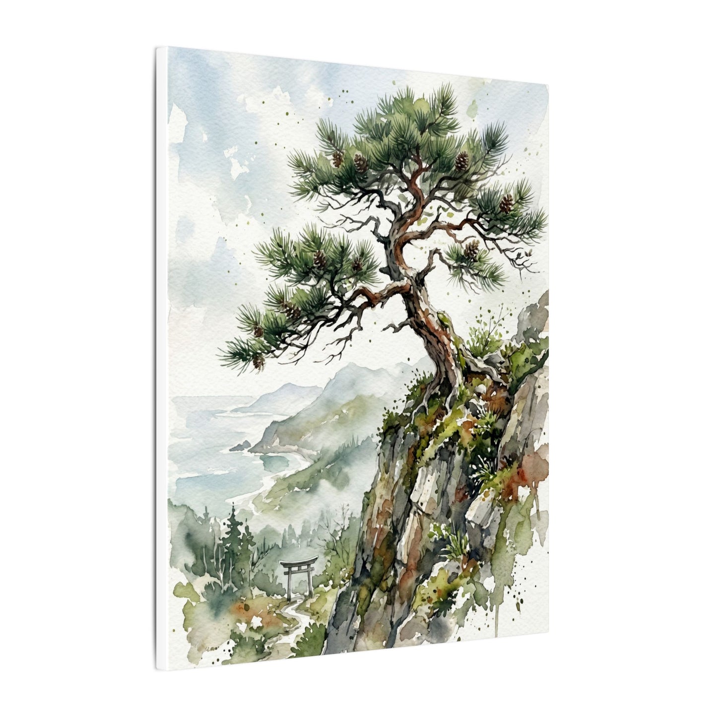 Pine Tree Spring Canvas Art | Japandi Neutral Design
