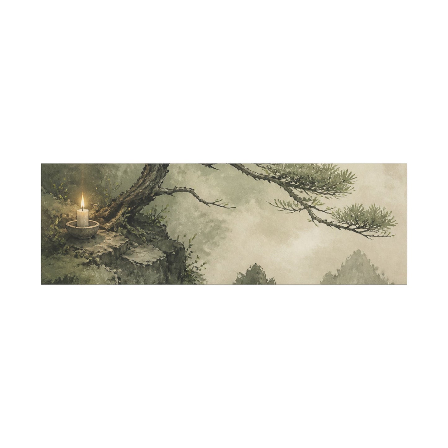 Candlelight Pine Tree Canvas Art - Japandi Kanso