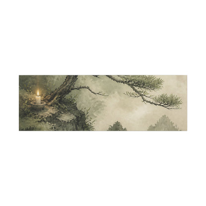 Candlelight Pine Tree Canvas Art - Japandi Kanso