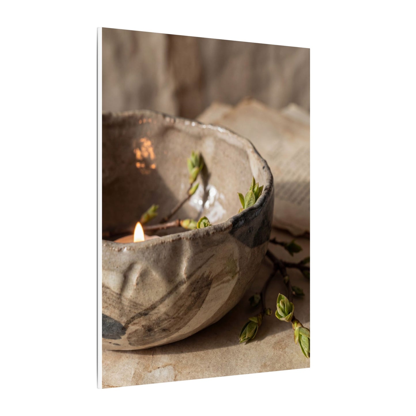 Candlelight Ceramic Bowl Canvas Art - Japandi Ma