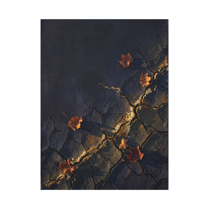 Cracked Earth Canvas Art | Autumn Dark Japandi Dark Texture Art