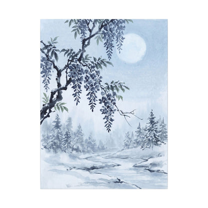 Seijaku Wisteria Canvas Art - Zen Sumi E